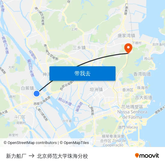 新力船厂 to 北京师范大学珠海分校 map