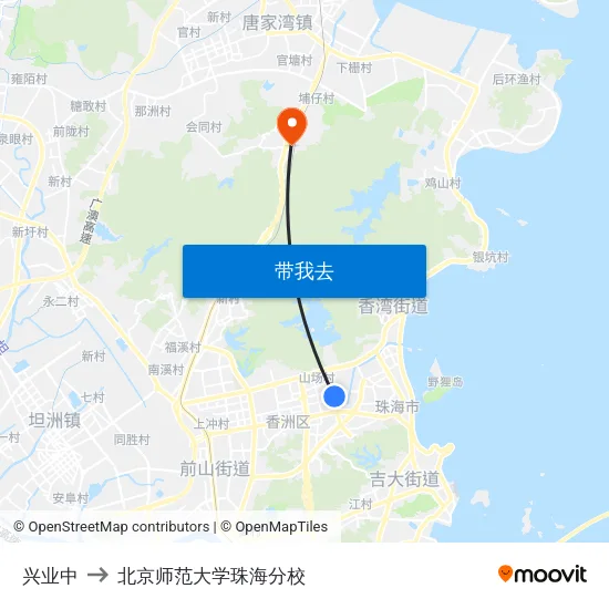 兴业中 to 北京师范大学珠海分校 map