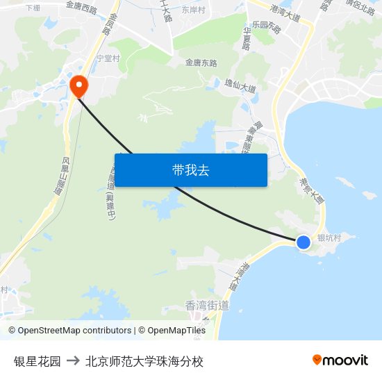 银星花园 to 北京师范大学珠海分校 map