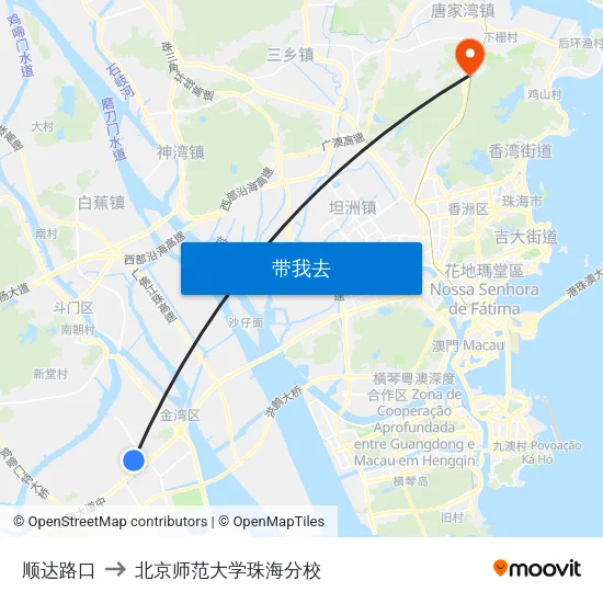 顺达路口 to 北京师范大学珠海分校 map