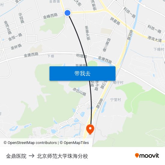 金鼎医院 to 北京师范大学珠海分校 map