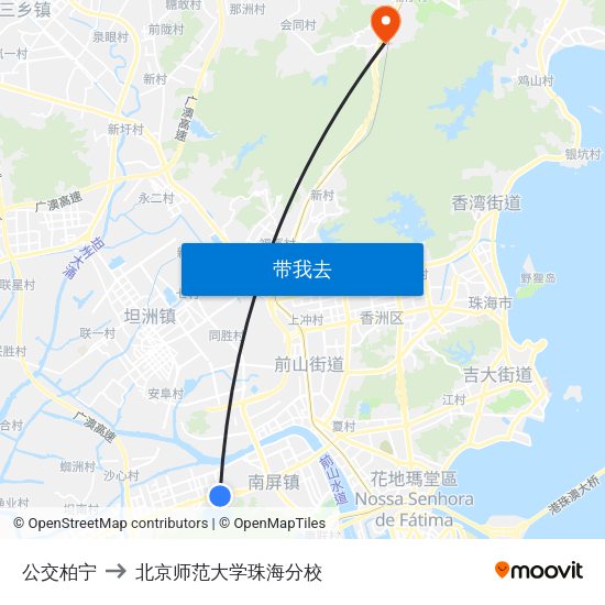 公交柏宁 to 北京师范大学珠海分校 map