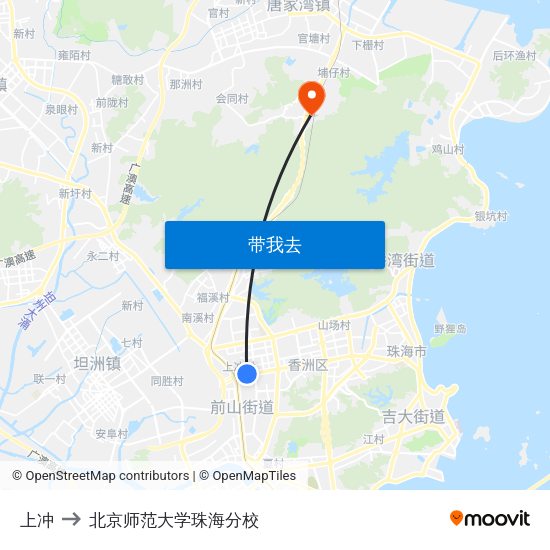 上冲 to 北京师范大学珠海分校 map