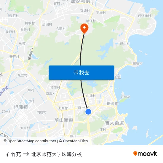 石竹苑 to 北京师范大学珠海分校 map