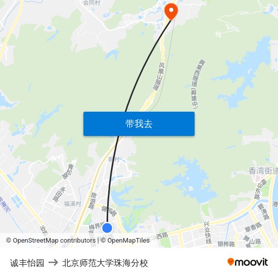 诚丰怡园 to 北京师范大学珠海分校 map