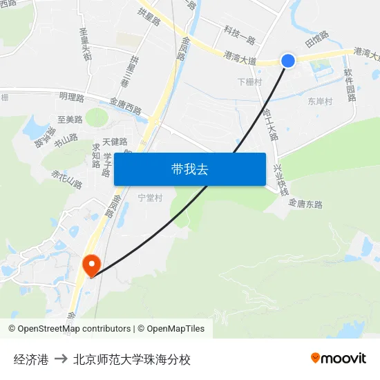 经济港 to 北京师范大学珠海分校 map