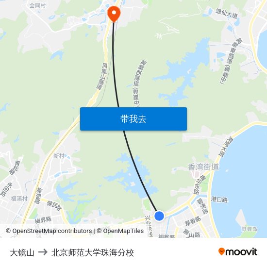 大镜山 to 北京师范大学珠海分校 map