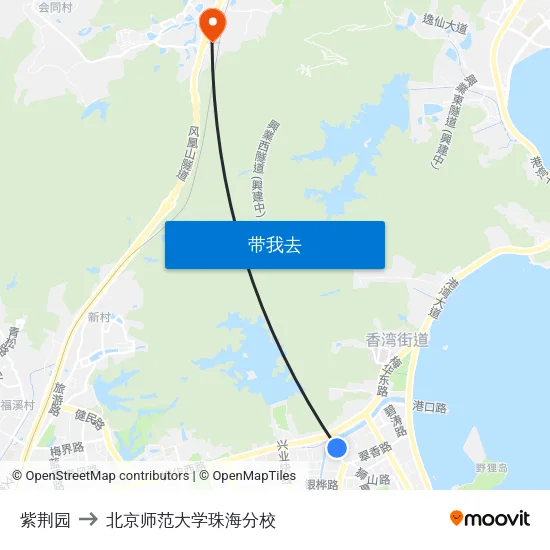 紫荆园 to 北京师范大学珠海分校 map