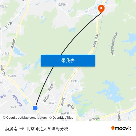 沥溪南 to 北京师范大学珠海分校 map