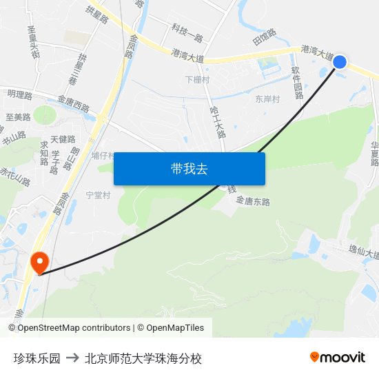珍珠乐园 to 北京师范大学珠海分校 map
