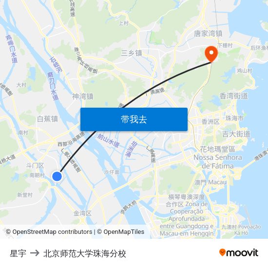 星宇 to 北京师范大学珠海分校 map