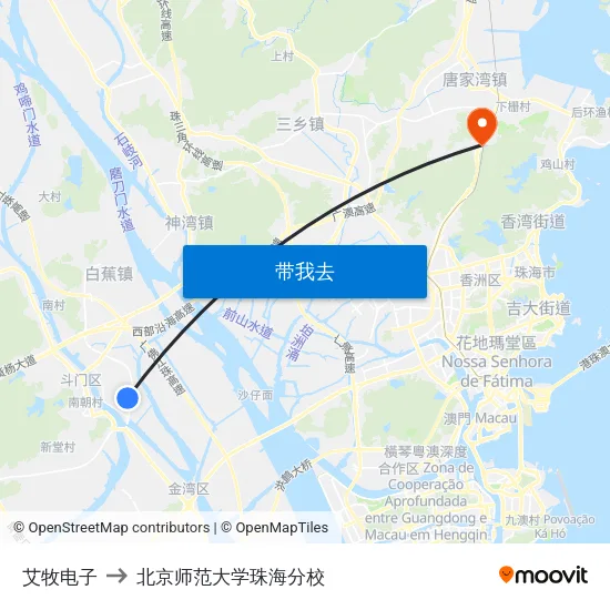艾牧电子 to 北京师范大学珠海分校 map