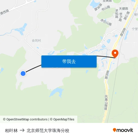 柏叶林 to 北京师范大学珠海分校 map