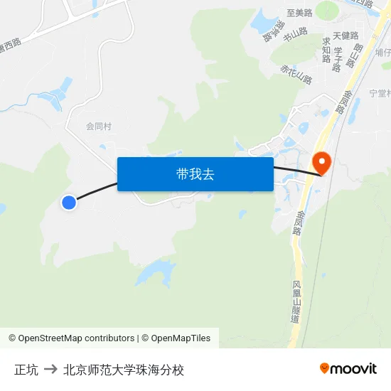 正坑 to 北京师范大学珠海分校 map