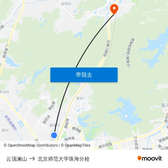 云顶澜山 to 北京师范大学珠海分校 map