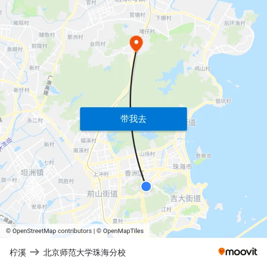柠溪 to 北京师范大学珠海分校 map