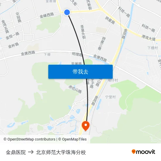 金鼎医院 to 北京师范大学珠海分校 map