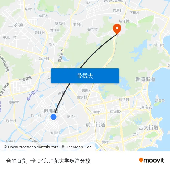 合胜百货 to 北京师范大学珠海分校 map