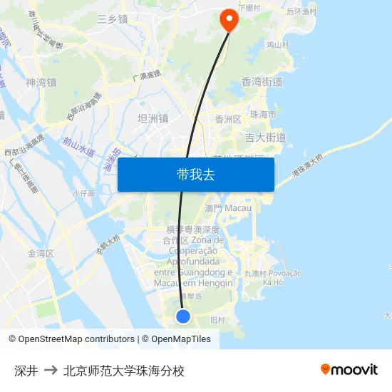 深井 to 北京师范大学珠海分校 map