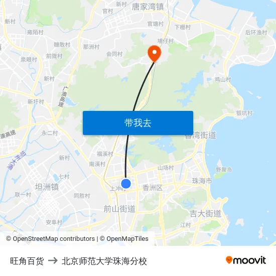 旺角百货 to 北京师范大学珠海分校 map