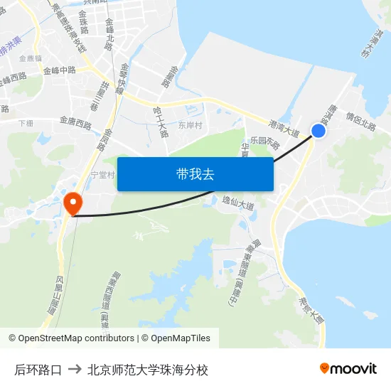 后环路口 to 北京师范大学珠海分校 map