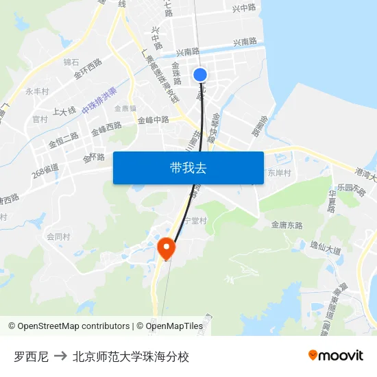 罗西尼 to 北京师范大学珠海分校 map