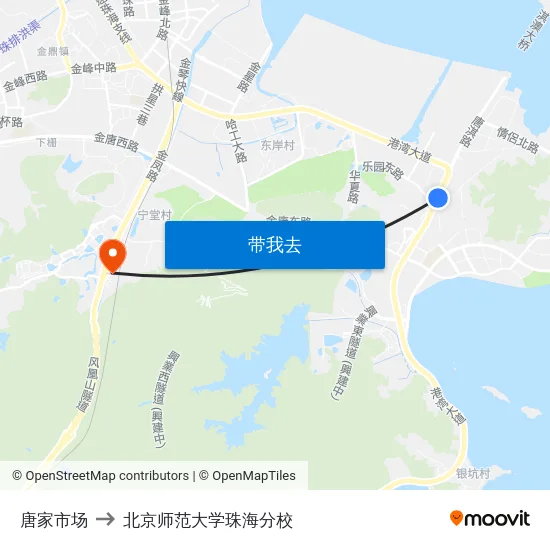 唐家市场 to 北京师范大学珠海分校 map