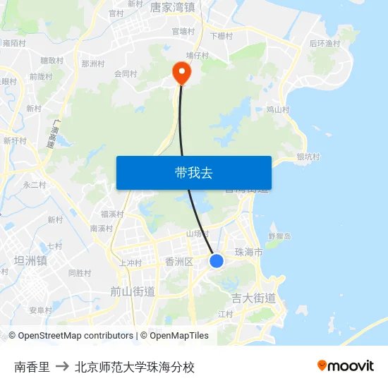 南香里 to 北京师范大学珠海分校 map