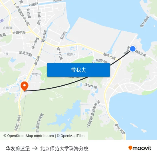 华发蔚蓝堡 to 北京师范大学珠海分校 map