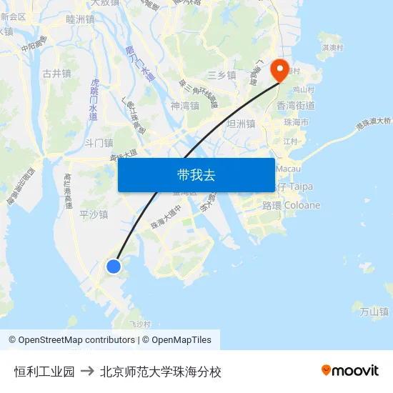 恒利工业园 to 北京师范大学珠海分校 map