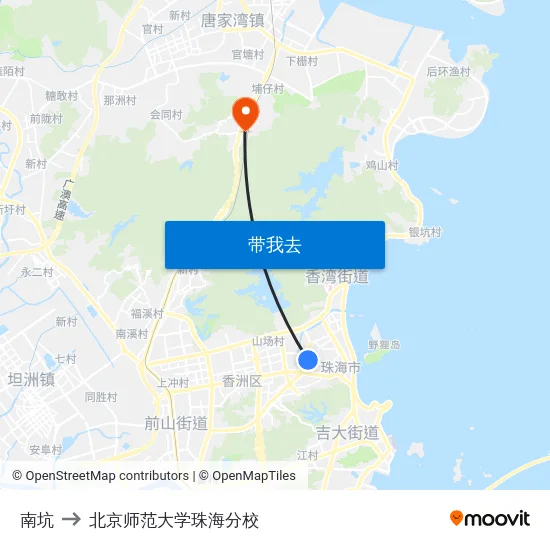 南坑 to 北京师范大学珠海分校 map