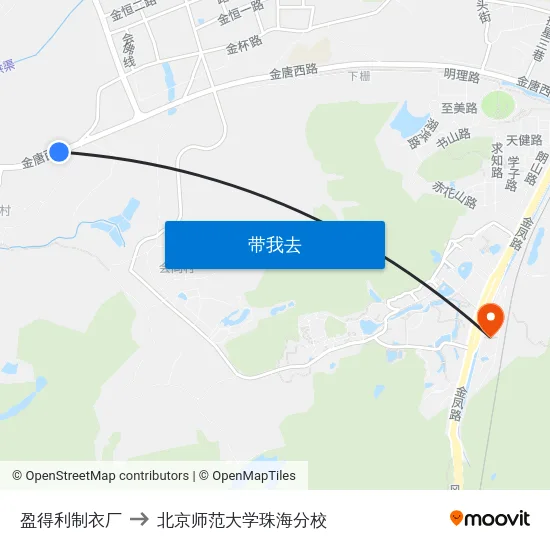 盈得利制衣厂 to 北京师范大学珠海分校 map