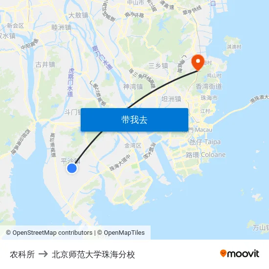 农科所 to 北京师范大学珠海分校 map