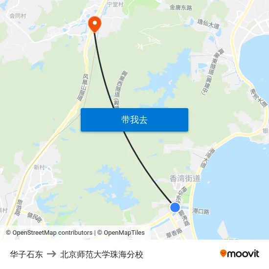 华子石东 to 北京师范大学珠海分校 map