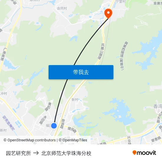 园艺研究所 to 北京师范大学珠海分校 map