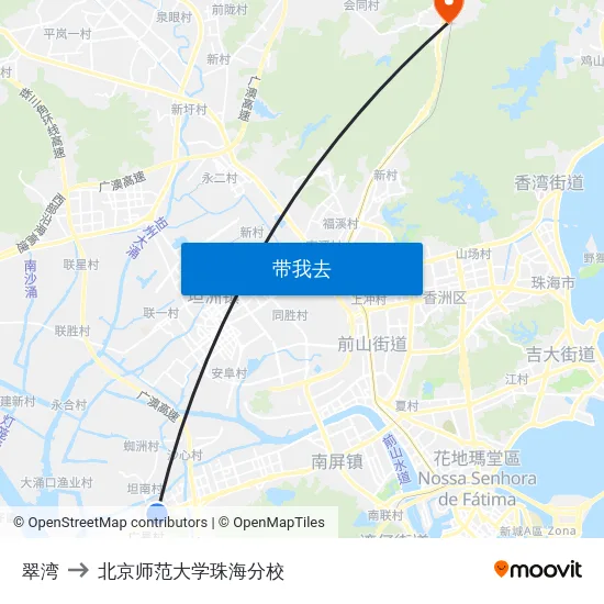 翠湾 to 北京师范大学珠海分校 map