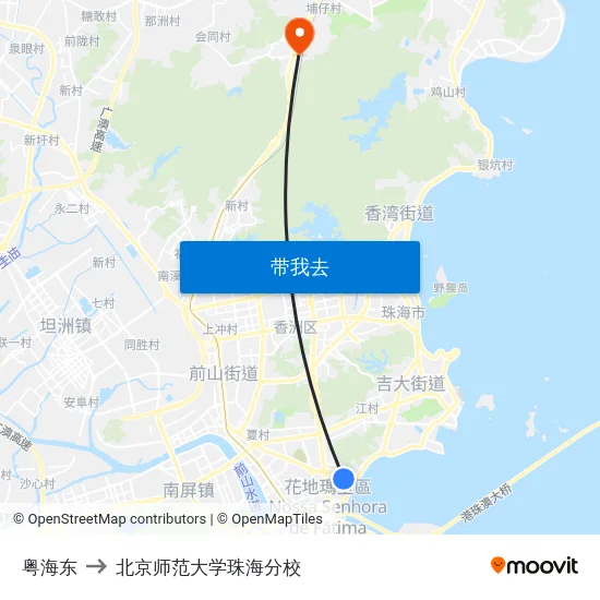 粤海东 to 北京师范大学珠海分校 map