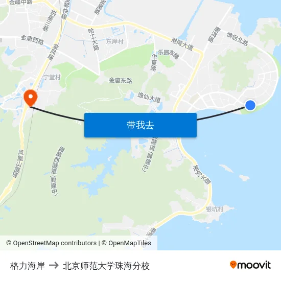 格力海岸 to 北京师范大学珠海分校 map