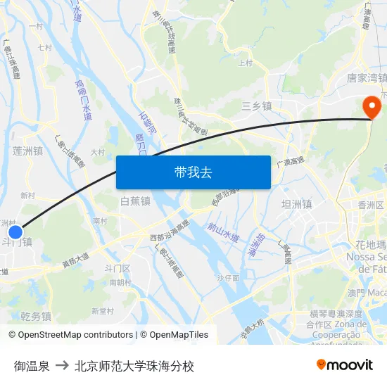 御温泉 to 北京师范大学珠海分校 map