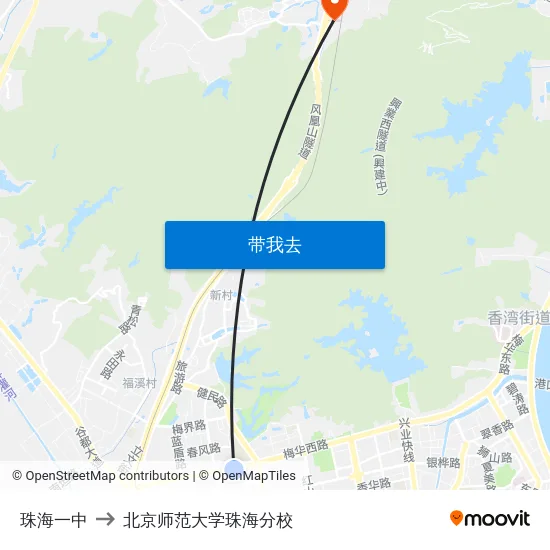 珠海一中 to 北京师范大学珠海分校 map