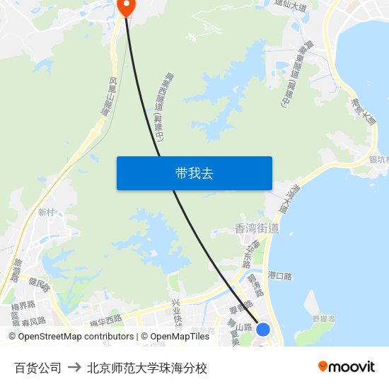 百货公司 to 北京师范大学珠海分校 map