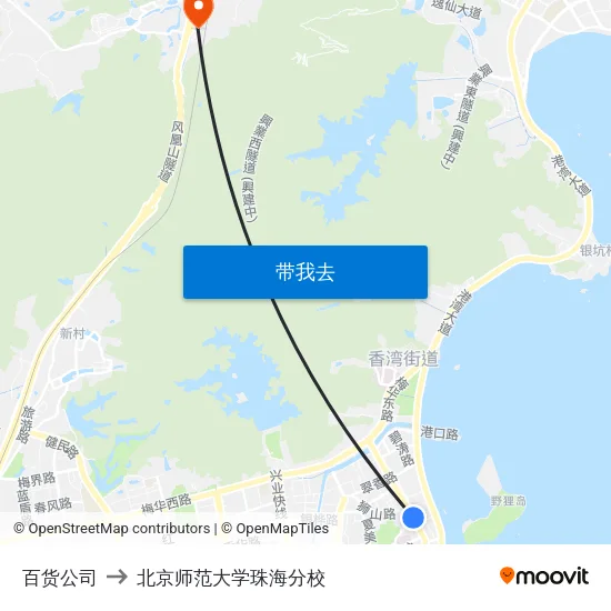 百货公司 to 北京师范大学珠海分校 map