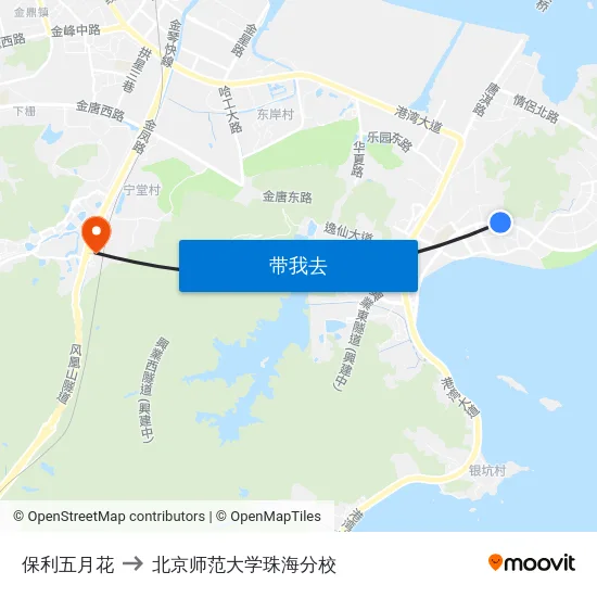 保利五月花 to 北京师范大学珠海分校 map