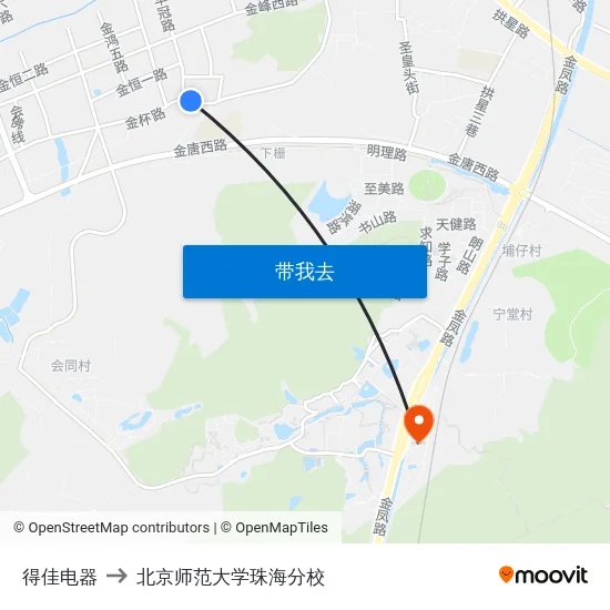得佳电器 to 北京师范大学珠海分校 map