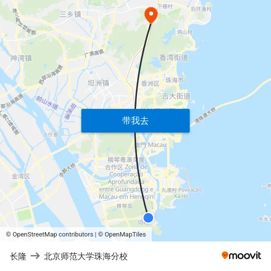 长隆 to 北京师范大学珠海分校 map
