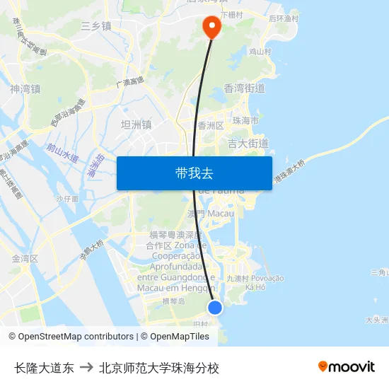 长隆大道东 to 北京师范大学珠海分校 map