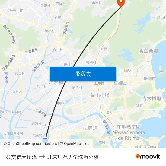 公交信禾物流 to 北京师范大学珠海分校 map