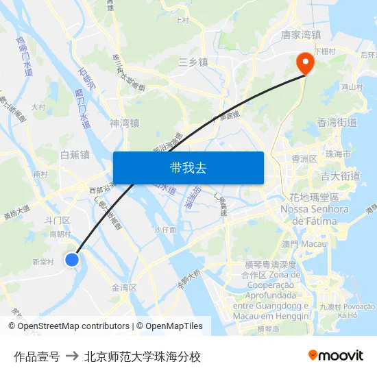 作品壹号 to 北京师范大学珠海分校 map