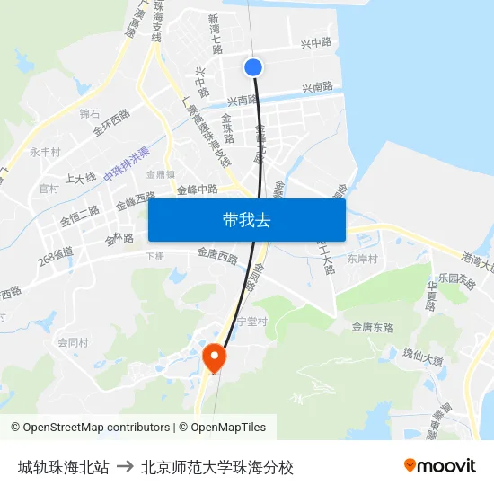 城轨珠海北站 to 北京师范大学珠海分校 map
