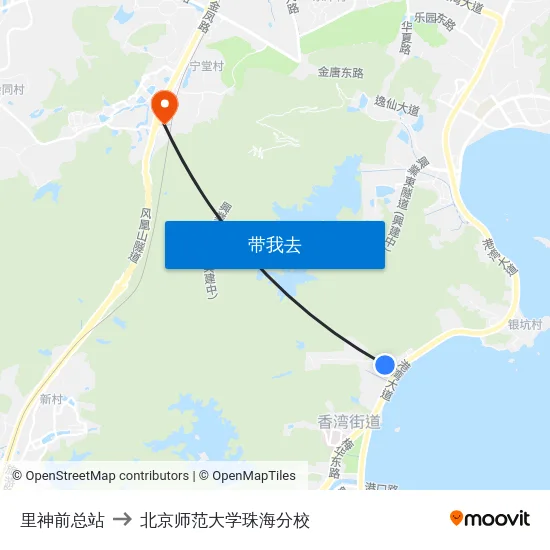 里神前总站 to 北京师范大学珠海分校 map